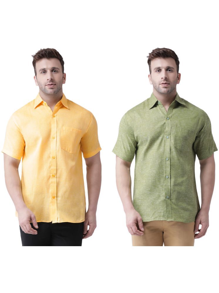     			KLOSET By RIAG Cotton Blend Regular Fit Solids Half Sleeves Men's Casual Shirt - Green ( Pack of 2 )