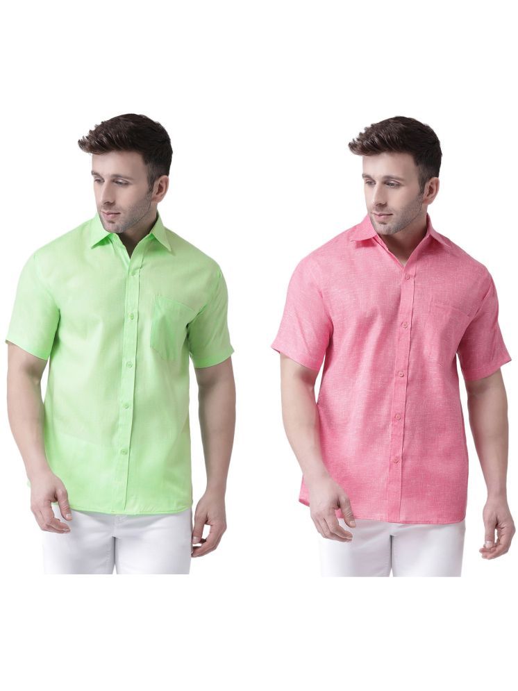     			KLOSET By RIAG Cotton Blend Regular Fit Solids Half Sleeves Men's Casual Shirt - Pink ( Pack of 2 )