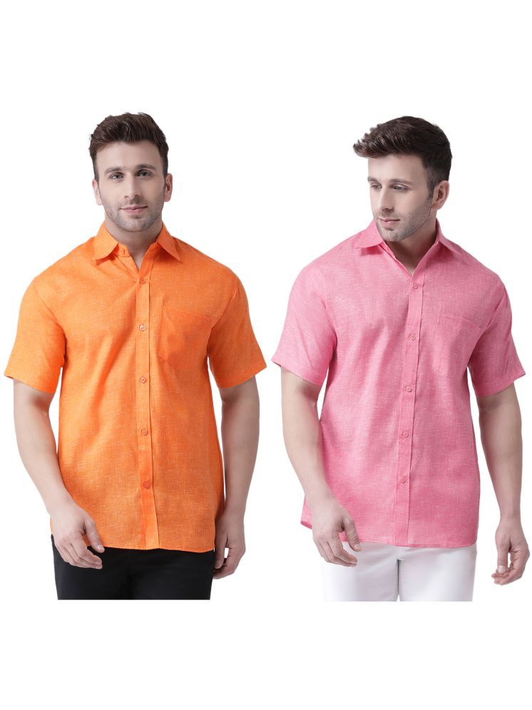     			KLOSET By RIAG Cotton Blend Regular Fit Solids Half Sleeves Men's Casual Shirt - Pink ( Pack of 2 )