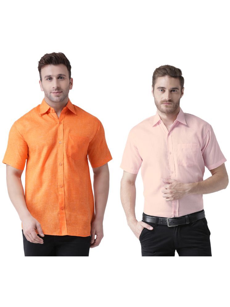     			KLOSET By RIAG Cotton Blend Regular Fit Solids Half Sleeves Men's Casual Shirt - Pink ( Pack of 2 )