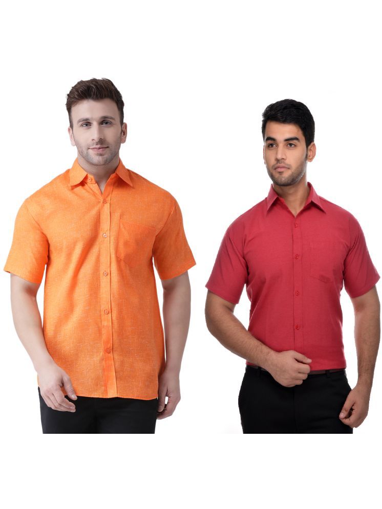     			KLOSET By RIAG Cotton Blend Regular Fit Solids Half Sleeves Men's Casual Shirt - Red ( Pack of 2 )