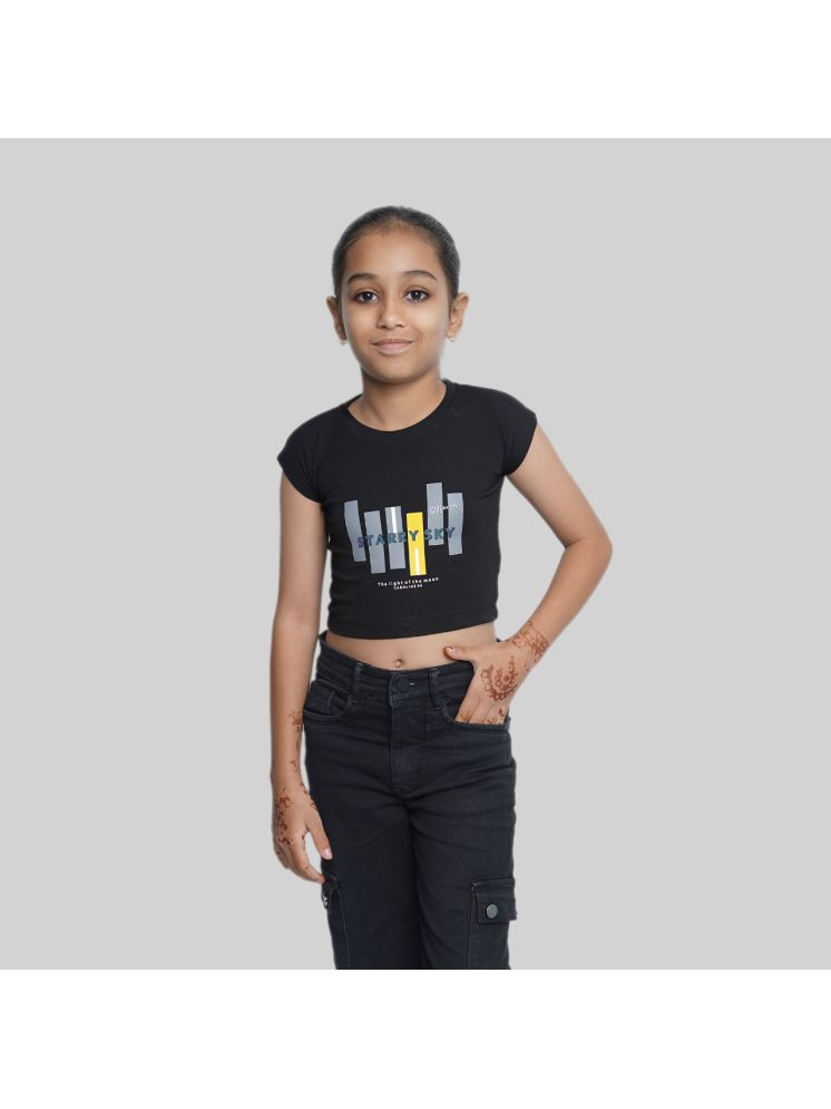     			Kidzee Kingdom Pack of 1 Girls Cotton T-Shirt ( Black )