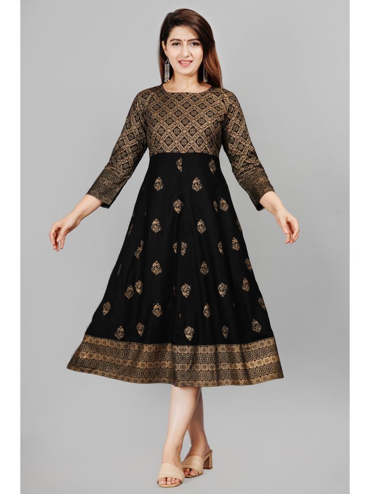     			NUPITAL Rayon Self Design Anarkali Women's Kurti - Black ( Pack of 1 )