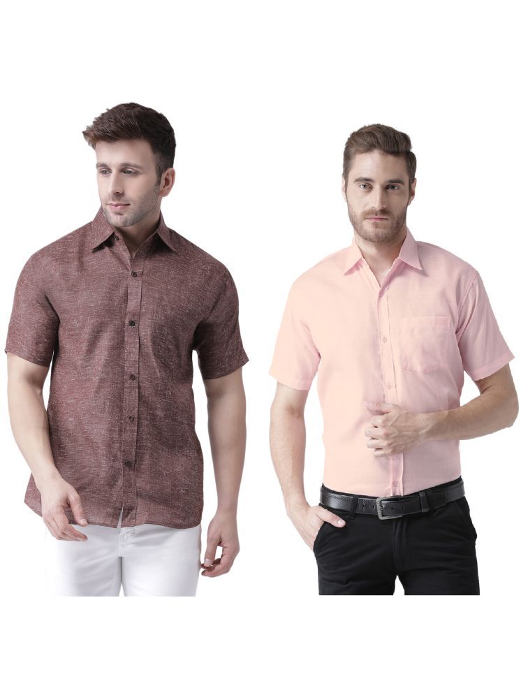     			RIAG Cotton Blend Regular Fit Solids Half Sleeves Men's Casual Shirt - Pink ( Pack of 2 )