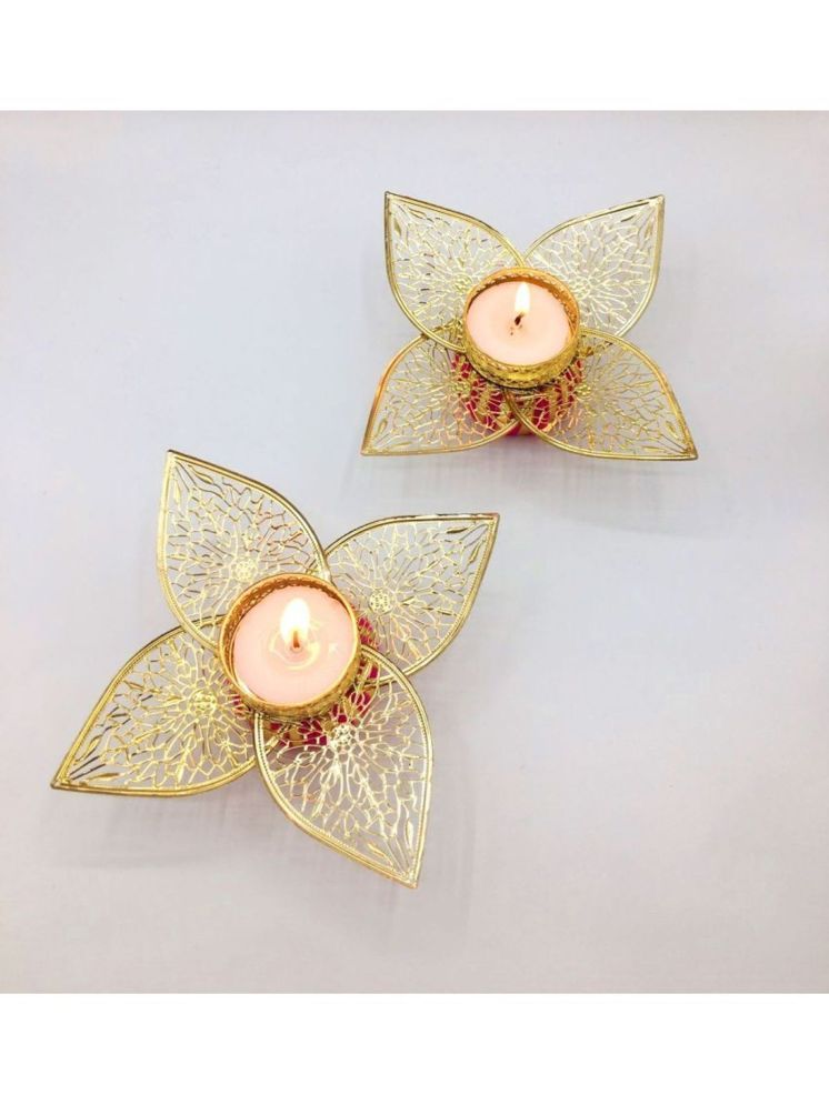     			THRIFTKART Brass Floor Diya - Pack of 2