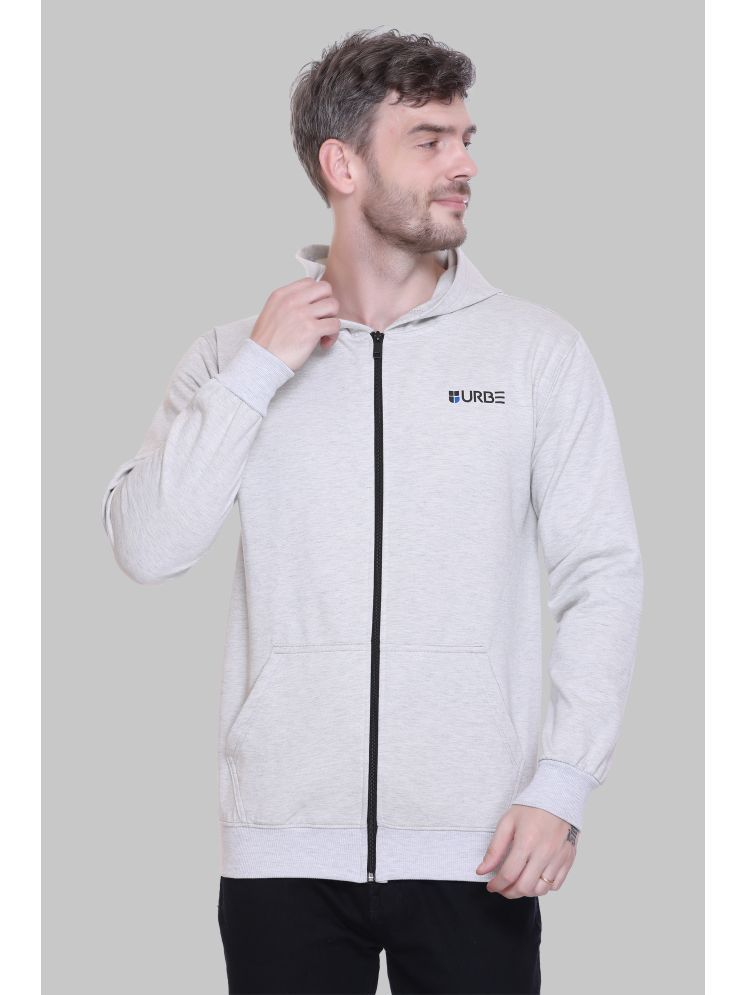     			URBE-URBAN EVOLUTION Fleece Hooded Men's Sweatshirt - Grey Melange ( Pack of 1 )