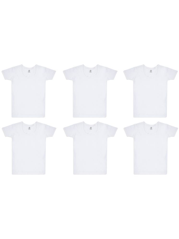     			VIP Pack of 6 Cotton Solid Boys Vest ( White ) Pure Cotton Vest for Kids