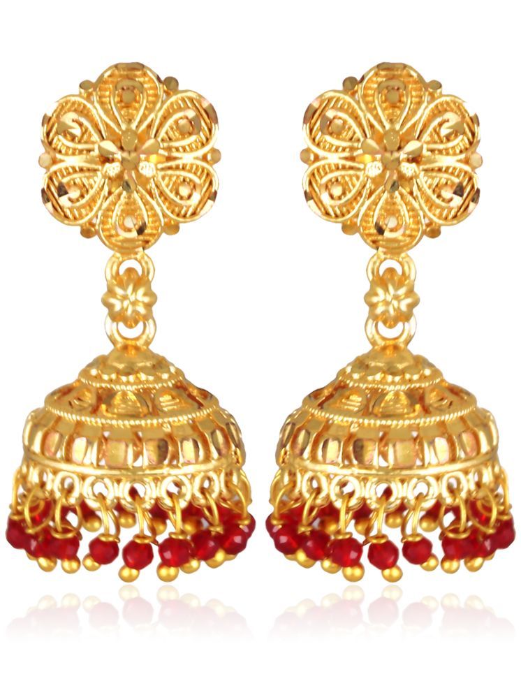     			Vighnaharta Golden Jhumki Earrings ( Pack of 1 )