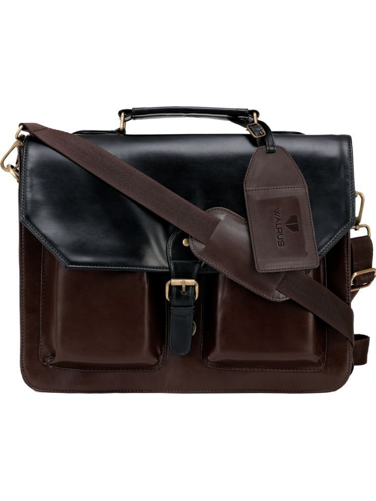     			Walrus Black Faux Leather Office Bag