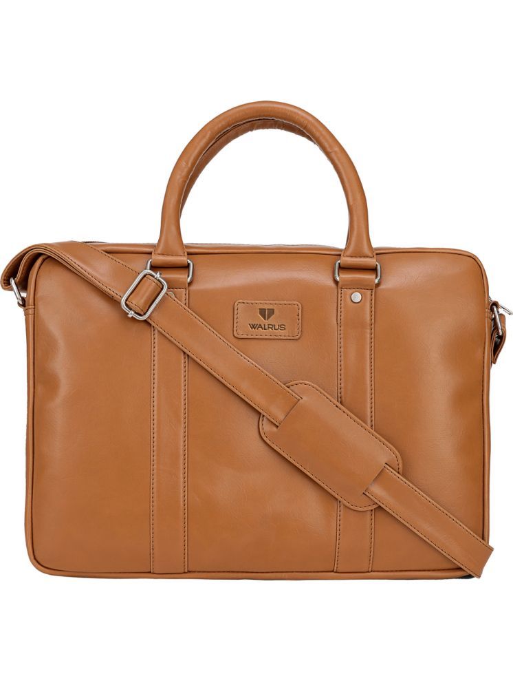     			Walrus Tan Faux Leather Office Bag