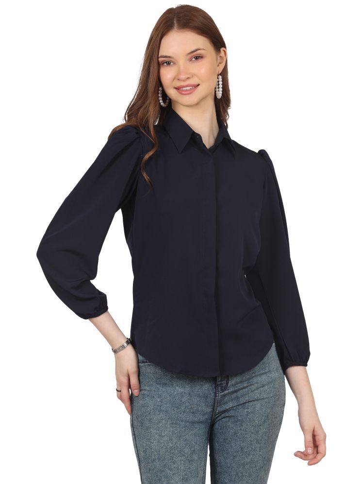     			kg trenzz Navy Blue Crepe Women's Shirt Style Top ( Pack of 1 )