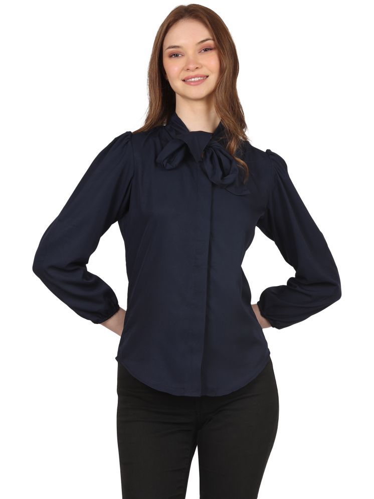     			kg trenzz Navy Blue Crepe Women's Shirt Style Top ( Pack of 1 )