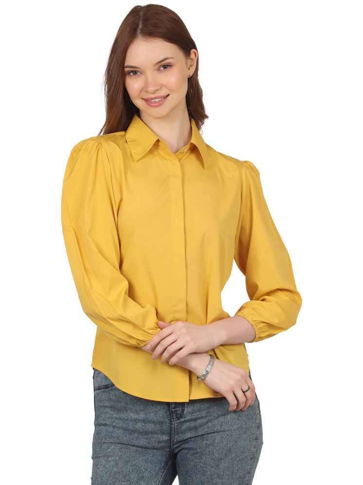     			kg trenzz Yellow Crepe Women's Shirt Style Top ( Pack of 1 )