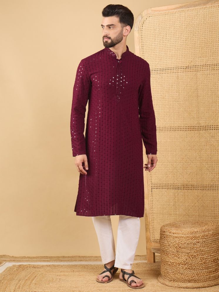     			Ethnic Bay Maroon Viscose Men's Regular Kurta ( Pack of 1 )