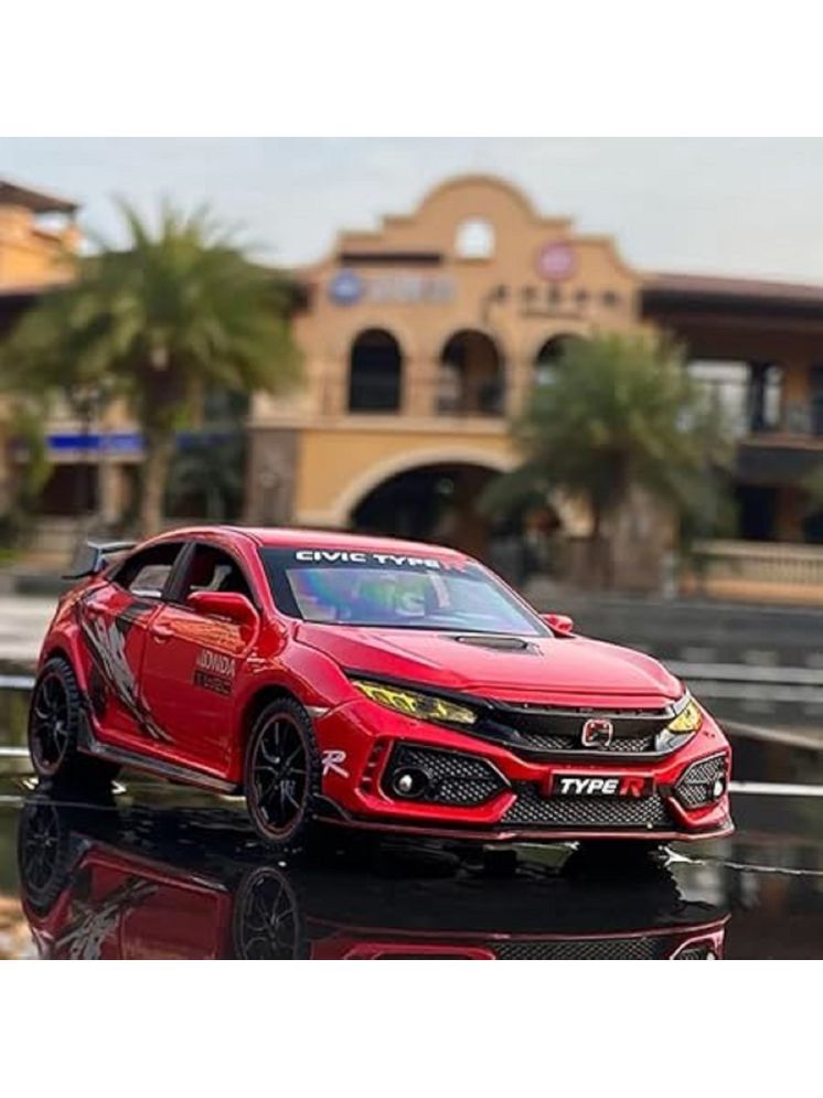     			FEDIFU 1:32 HONDA Civic Type-R Toy Car Alloy Diecast Model Car Pull Back Vehicle Toy with Openable Doors Sound and Light Car for Kids