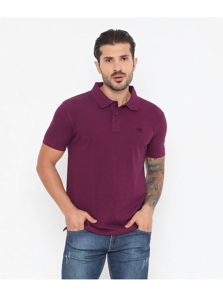     			Frenchie Cotton Regular Fit Solid Half Sleeves Men's Polo T Shirt - Wine ( Pack of 1 )