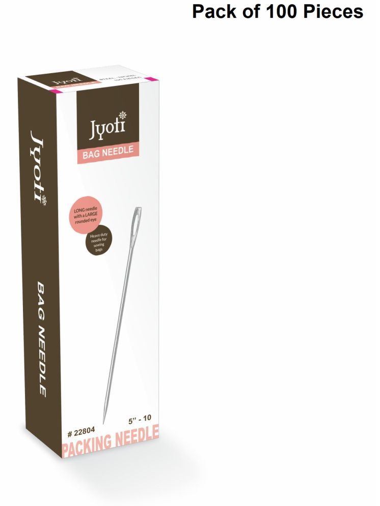     			Jyoti Bag Hand Sewing Needles, Larger & Thicker Base, Rust-Protective, Used as a Packing Needle to Work with Heavier Materials, Mainly Used for Sewing Canvas & Bags, 22804 (Size 5" - 10) - 100 Pcs