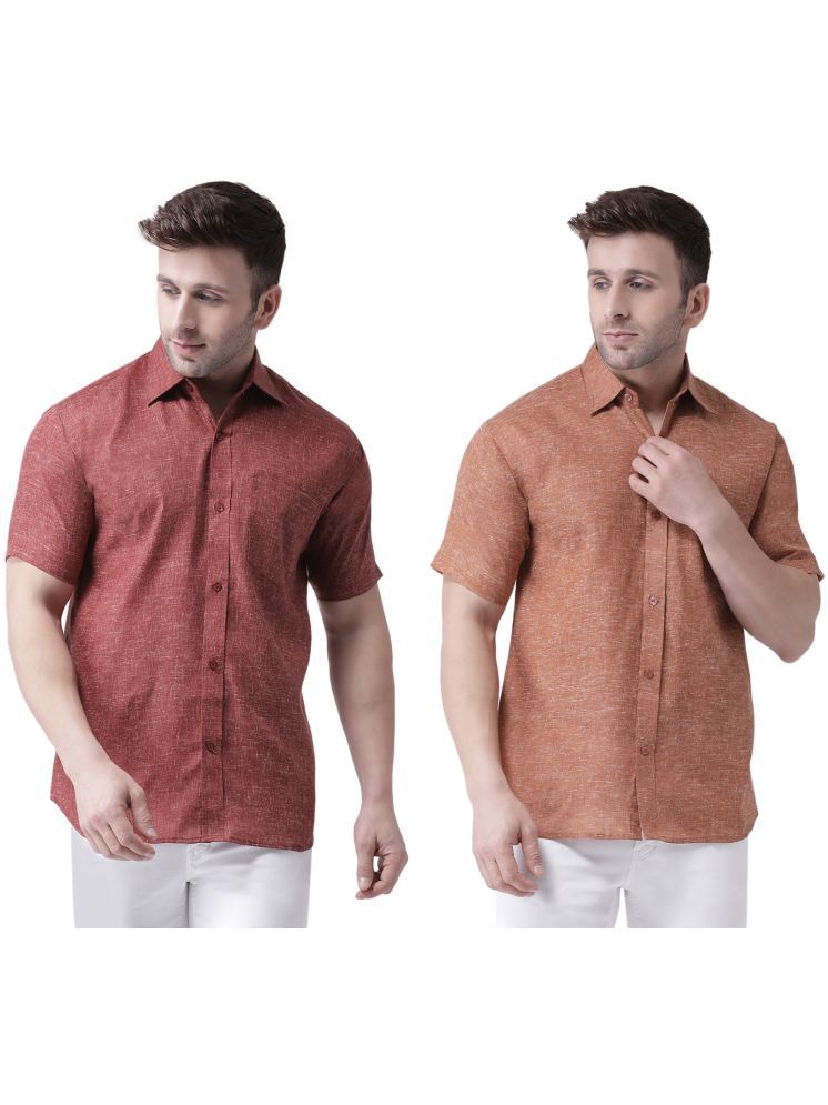     			KLOSET By RIAG Cotton Blend Regular Fit Solids Half Sleeves Men's Casual Shirt - Brown ( Pack of 2 )