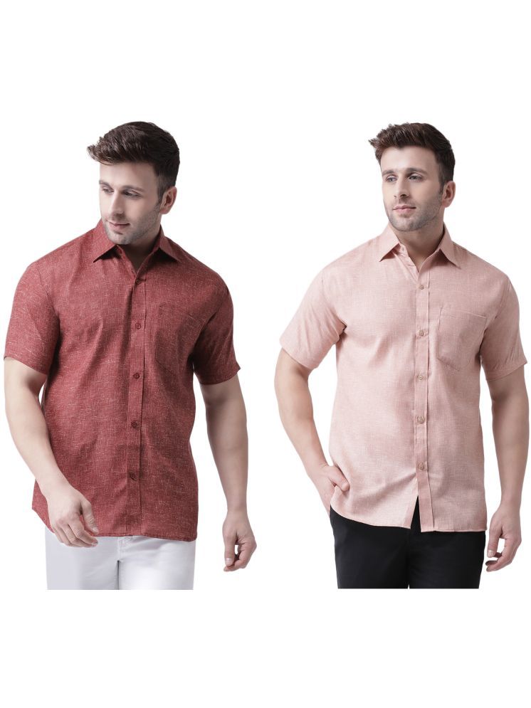     			KLOSET By RIAG Cotton Blend Regular Fit Solids Half Sleeves Men's Casual Shirt - Pink ( Pack of 2 )