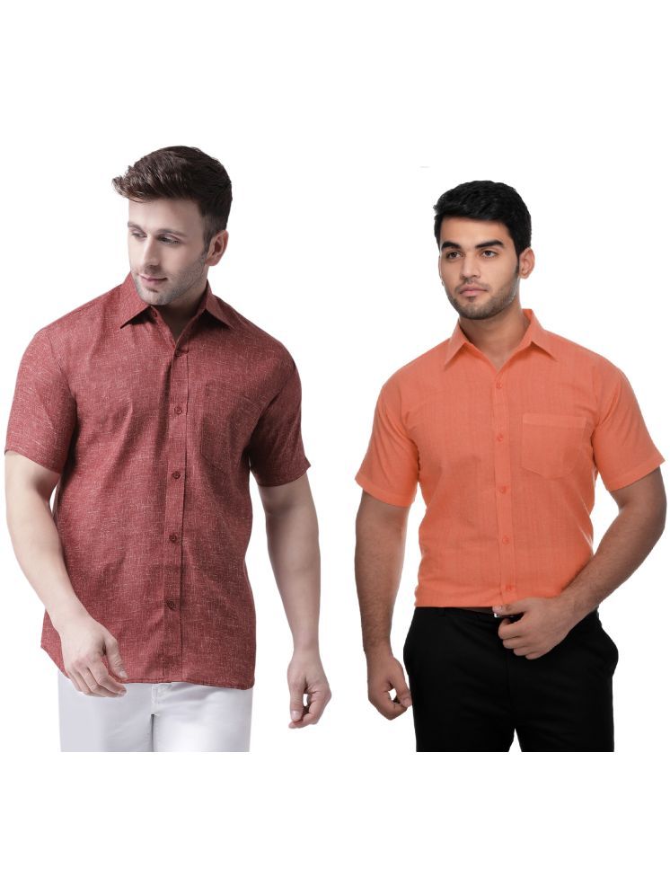     			KLOSET By RIAG Cotton Blend Regular Fit Solids Half Sleeves Men's Casual Shirt - Orange ( Pack of 2 )