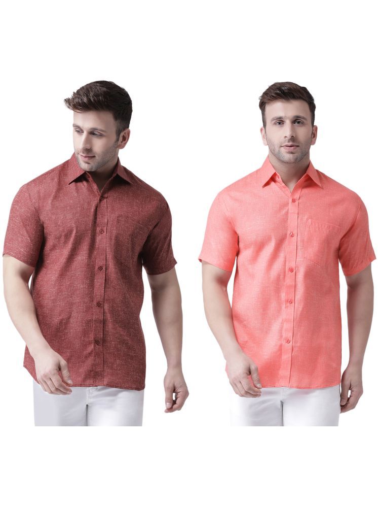     			KLOSET By RIAG Cotton Blend Regular Fit Solids Half Sleeves Men's Casual Shirt - Fluorescent Orange ( Pack of 2 )