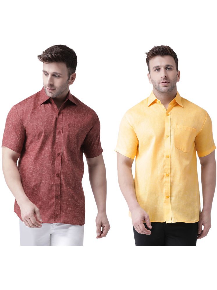     			KLOSET By RIAG Cotton Blend Regular Fit Solids Half Sleeves Men's Casual Shirt - Mustard ( Pack of 2 )