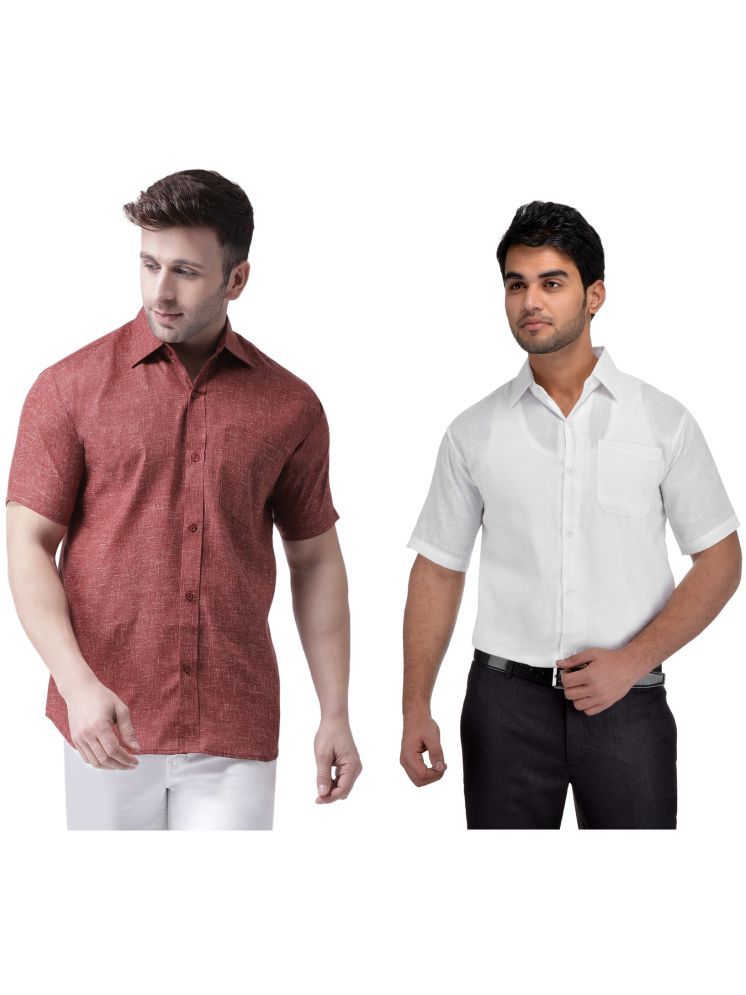     			KLOSET By RIAG Cotton Blend Regular Fit Solids Half Sleeves Men's Casual Shirt - White ( Pack of 2 )