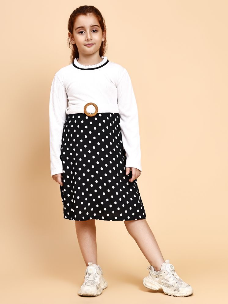     			Lazy Shark White & Black Cotton Girls Fit And Flare Dress ( Pack of 1 )