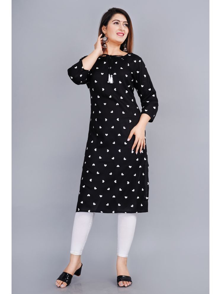     			NUPITAL Viscose Blend Printed Straight Women's Kurti - Black ( Pack of 1 )