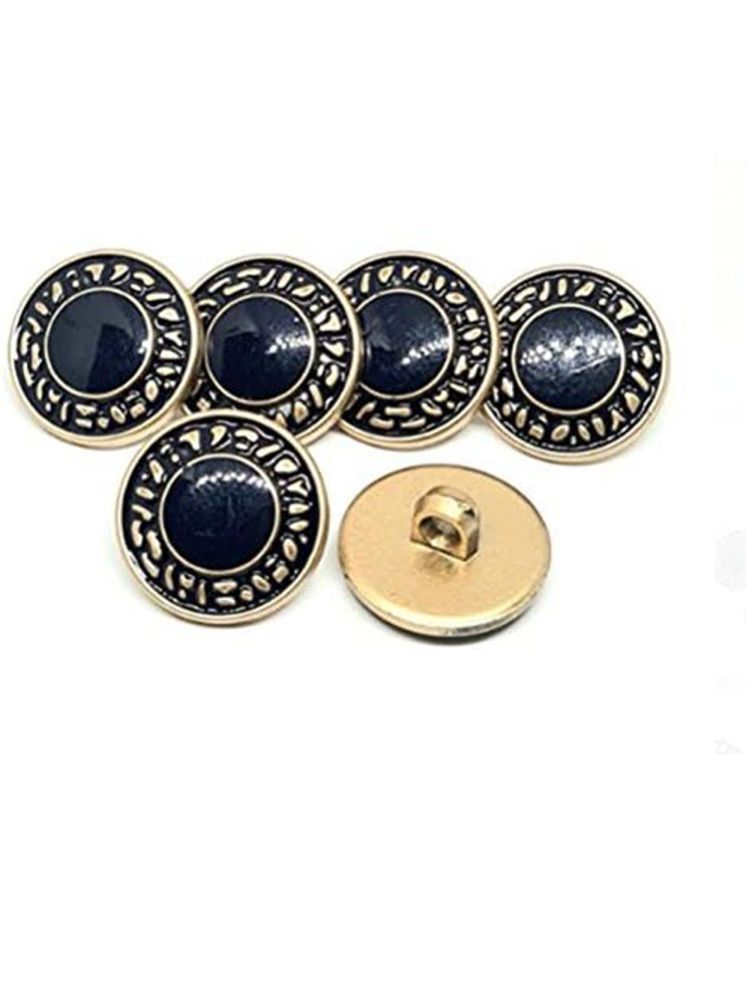     			REENA Blue Carving Big 6 pc Fancy Synthetic Resin PVC Material Button Designer Buttons for Coats Shirts Blazers (Blue Carving Big 6 pc)Blue Metal Buttons