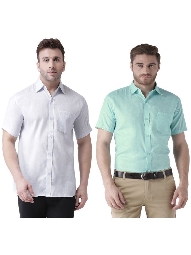     			RIAG Cotton Blend Regular Fit Solids Half Sleeves Men's Casual Shirt - Turquoise ( Pack of 2 )