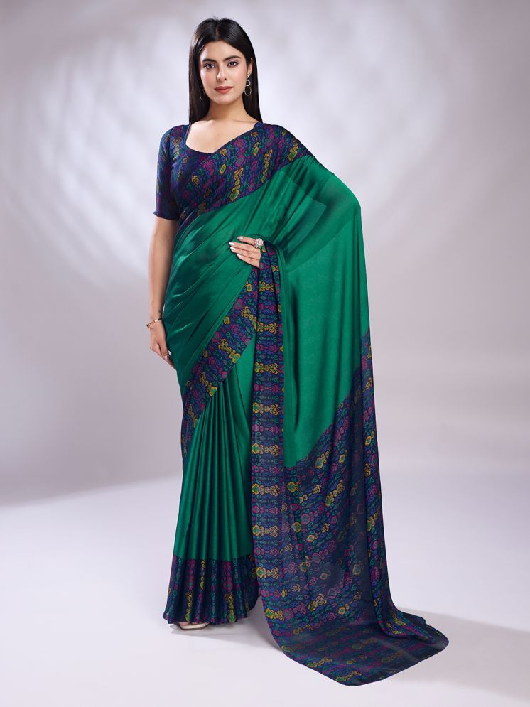     			Rekha Maniyar Chiffon Printed Saree With Blouse Piece - Mint Green ( Pack of 1 )