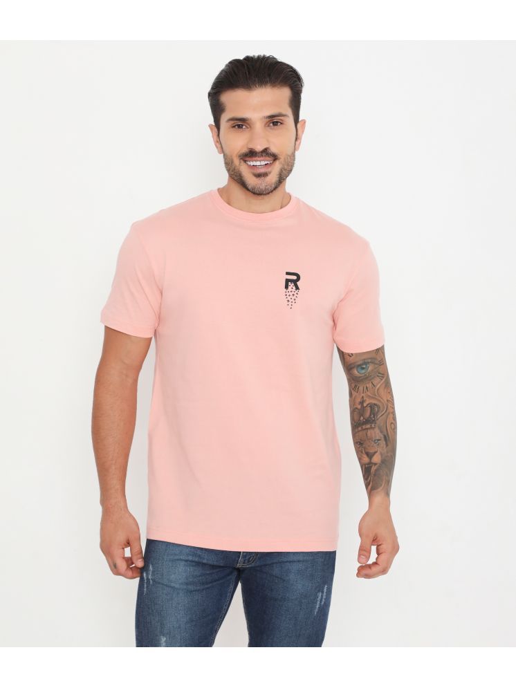     			Rivolta 100% Cotton Regular Fit Solid Half Sleeves Men's Round T-Shirt - Peach ( Pack of 1 )