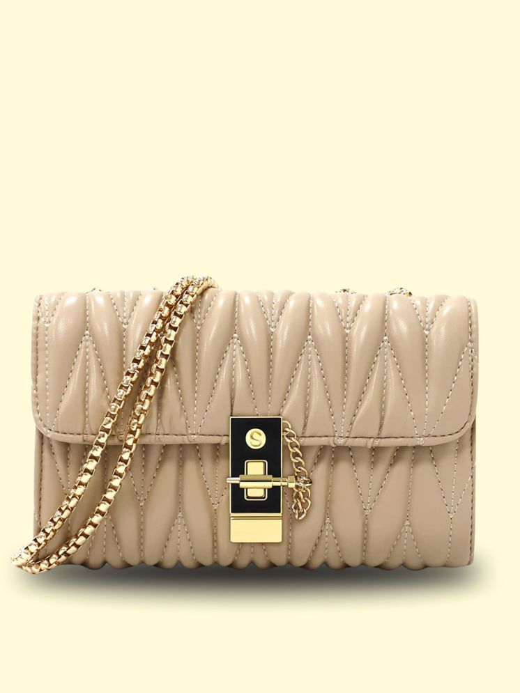     			TCRAZY Beige PU Sling Bag