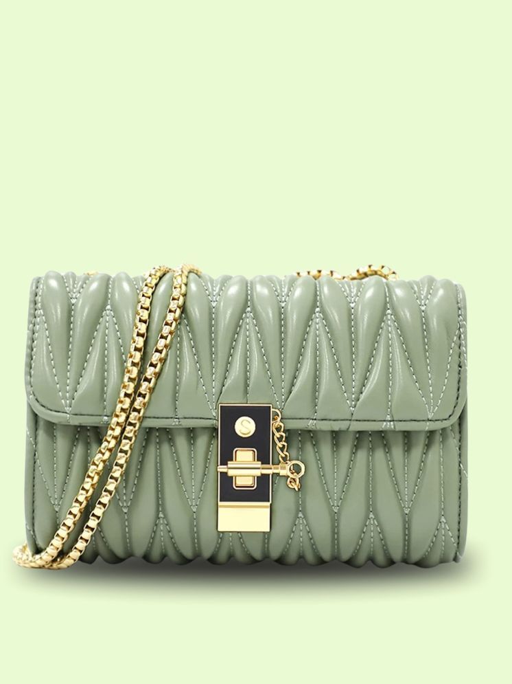     			TCRAZY Green PU Sling Bag