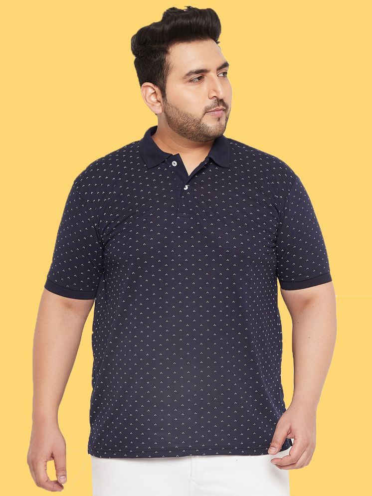     			The Million Club Cotton Regular Fit Printed Half Sleeves Men's Polo T Shirt - Navy Blue ( Pack of 1 )