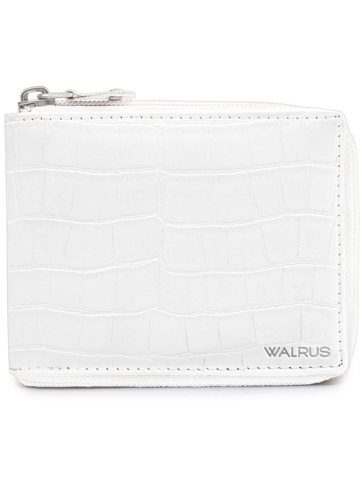     			Walrus White Faux Leather Men's Zip Around Wallet ( Pack of 1 )