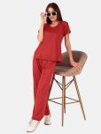 Fasense Lifestyle Pvt Ltd Maroon Modal Women's Nightwear Nightsuit Sets ( Pack of 1 )