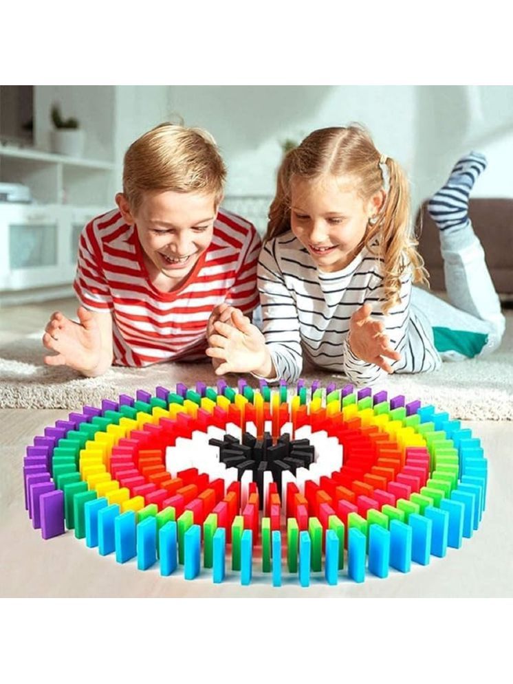     			Build A Brand Colorful Wooden Domino Blocks Set Domino Tile Bulk Building Racing Stacking Games Educational Toys for Kids Birthday Party Favor (120 Pcs)