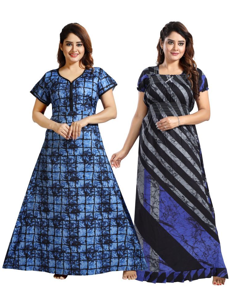     			Cinco Multi Color Cotton Blend Women's Nightwear Nighty & Night Gowns ( Pack of 2 )