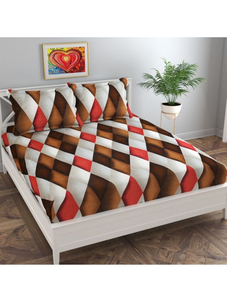     			Dulce Vida Poly Cotton Geometric 1 Double with 2 Pillow Covers - Brown