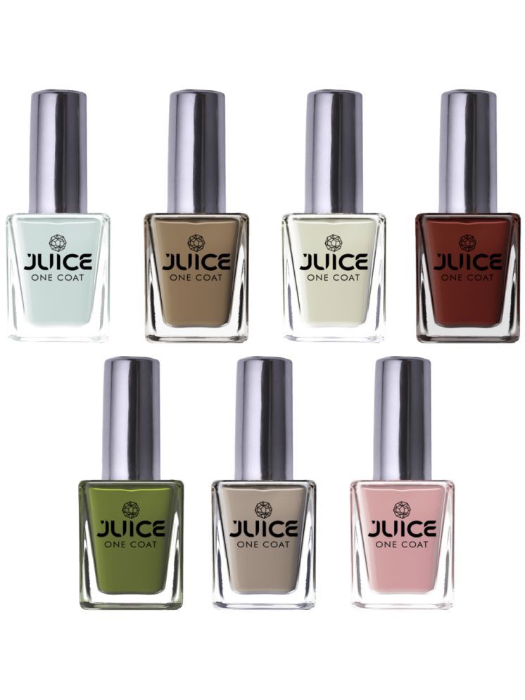     			Juice Nail Paint 11ml Each (Pack of 7) (Merlot, White, Brown, Pastel Green, Pink Blush, Dusk-hue, Brown Beige)