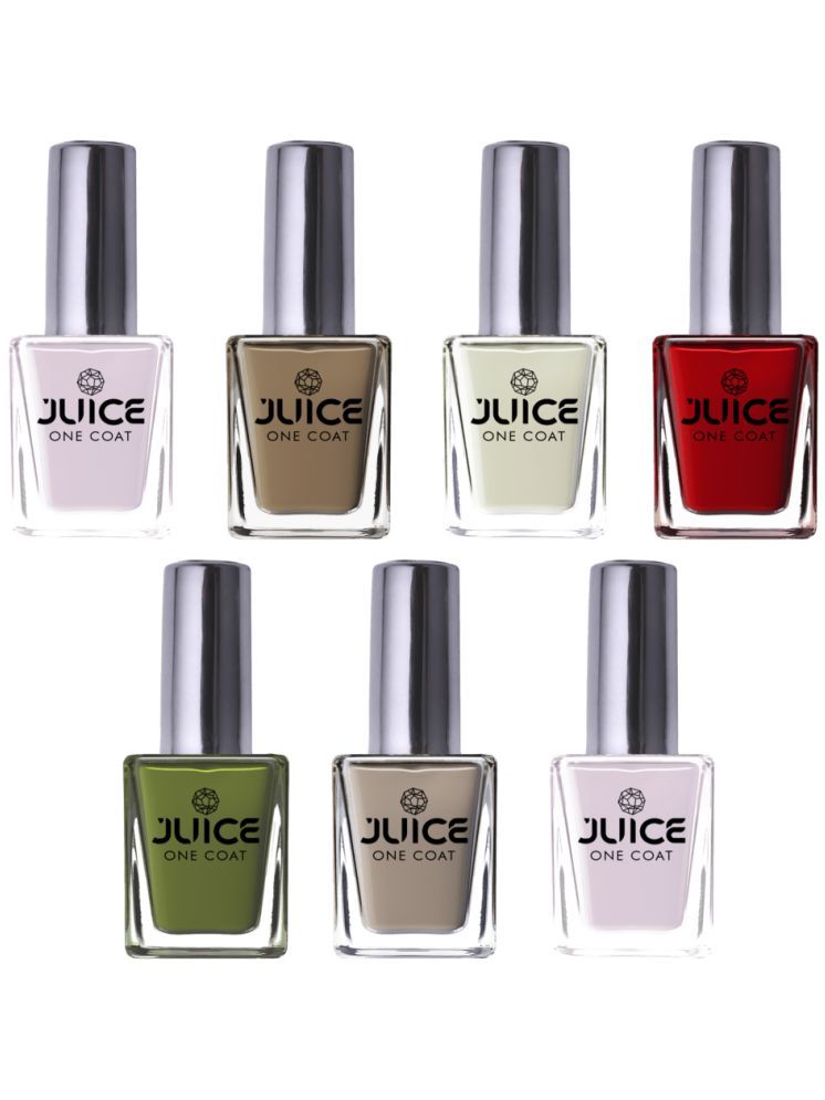     			Juice Nail Paint 11ml Each (Pack of 7) (Merlot, White, Dusk-hue, Brown Beige, Crimsom Red, Cloud Grey, Pink Rose)