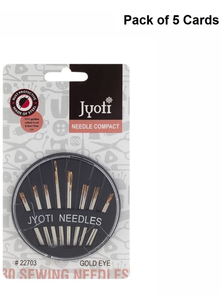     			Jyoti Needle Compact Hand Sewing Needles, Smooth & Snag-Free Eye, Uniformly Polished & Non-Porous Surfaces, Used for Sewing Projects & Home Purposes, 22703, Large (30 Assorted Needles) - 5 Cards