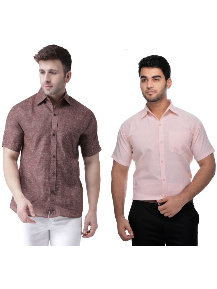     			KLOSET By RIAG Cotton Blend Regular Fit Solids Half Sleeves Men's Casual Shirt - Peach ( Pack of 2 )