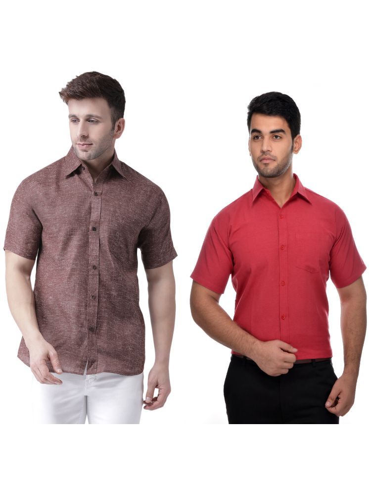     			KLOSET By RIAG Cotton Blend Regular Fit Solids Half Sleeves Men's Casual Shirt - Red ( Pack of 2 )