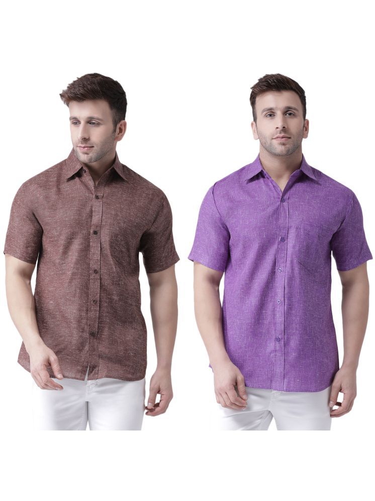     			KLOSET By RIAG Cotton Blend Regular Fit Solids Half Sleeves Men's Casual Shirt - Lavender ( Pack of 2 )