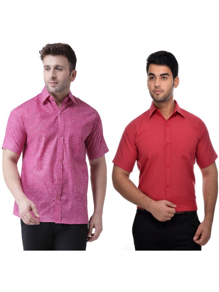     			KLOSET By RIAG Cotton Blend Regular Fit Solids Half Sleeves Men's Casual Shirt - Red ( Pack of 2 )