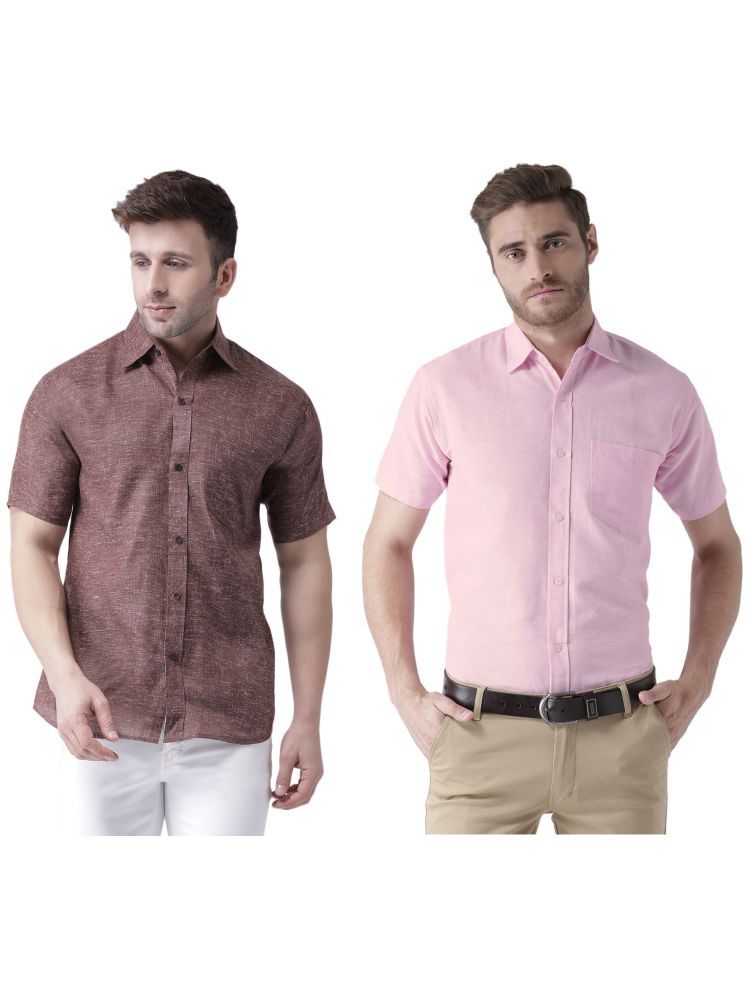     			KLOSET By RIAG Cotton Blend Regular Fit Solids Half Sleeves Men's Casual Shirt - Pink ( Pack of 2 )