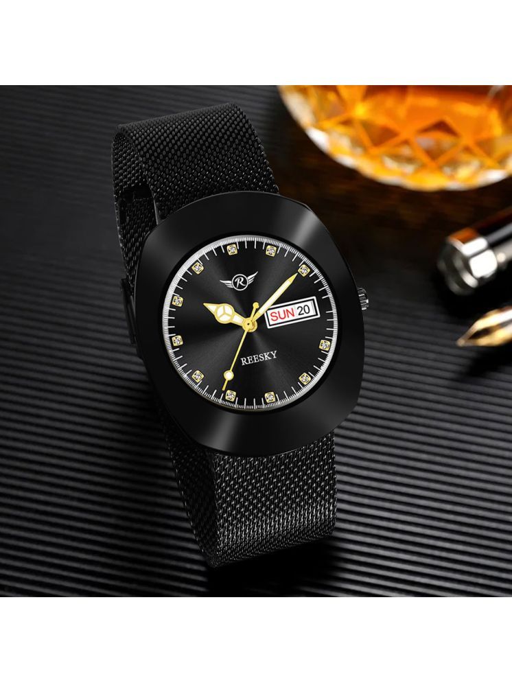     			REESKY Black Brass Analog Men's Watch